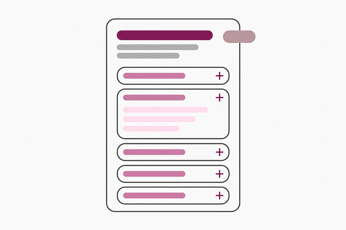 Wireframe of an October holiday FAQ page with stacked question and answer blocks