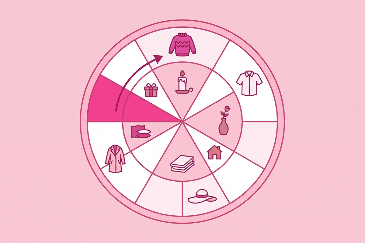 Twelve-segment wheel showing when clothing and homewares blog posts should go live each year
