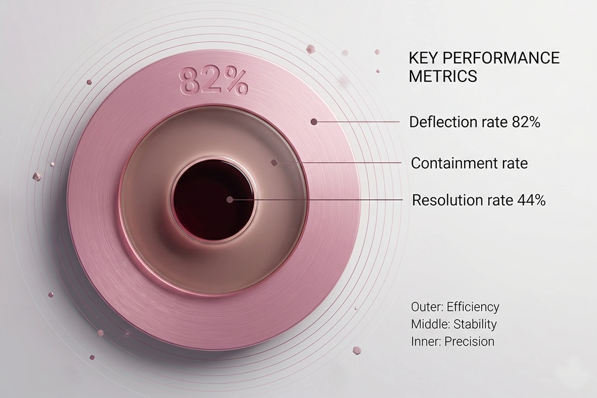 Diagram showing deflection rate, containment rate, and resolution rate as nested layers