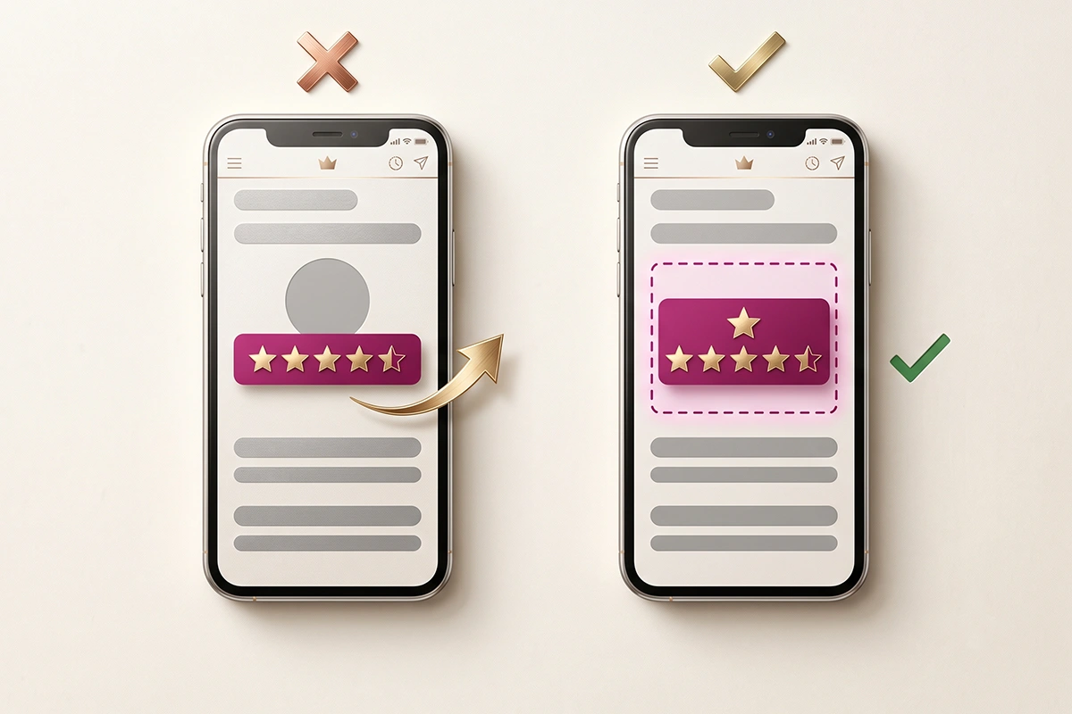 Diagram showing reserved container space so review stars load without shifting the Shopify page