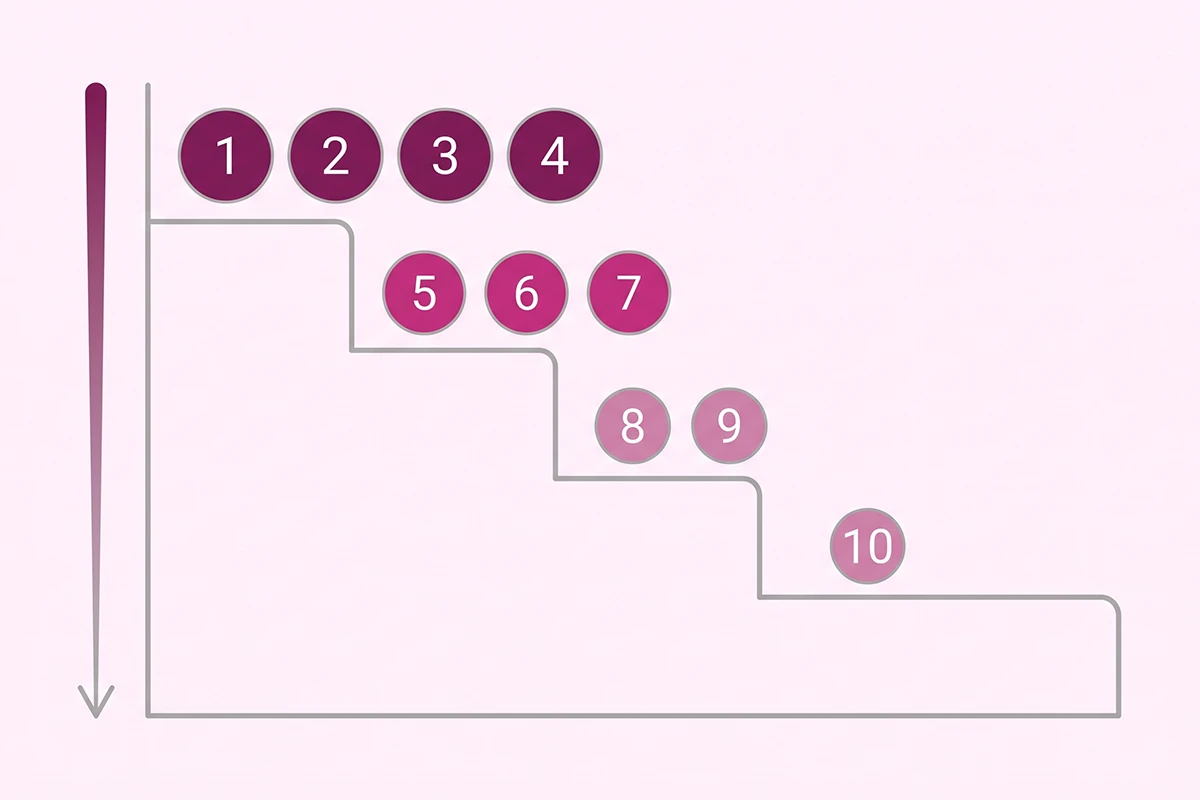 Diagram ordering the first blog posts a new store should write by buying intent