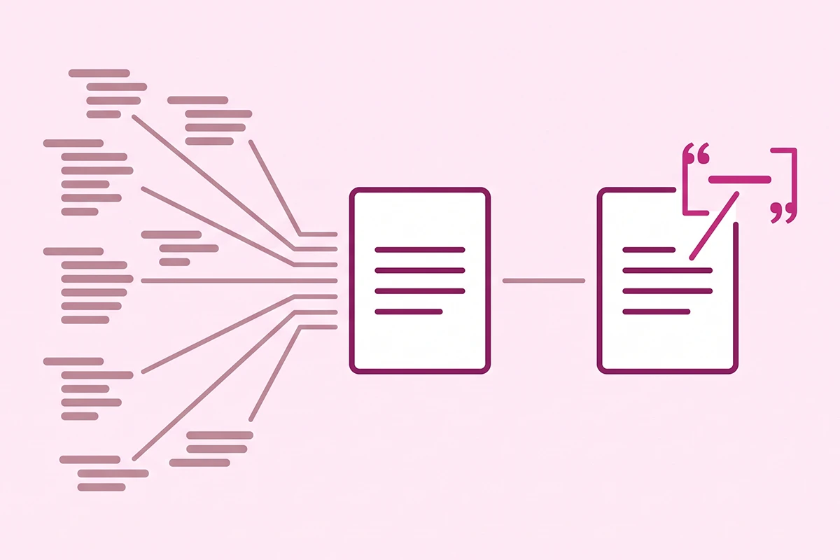 Diagram showing forum threads feeding a blog post that gets quoted in Google Community Perspectives
