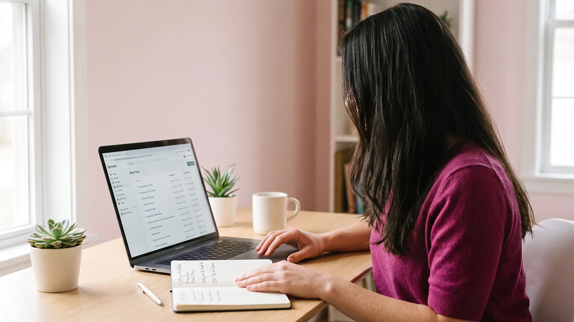 Shopify owner reviewing older blog posts to refresh old blog posts that slipped in Google rankings