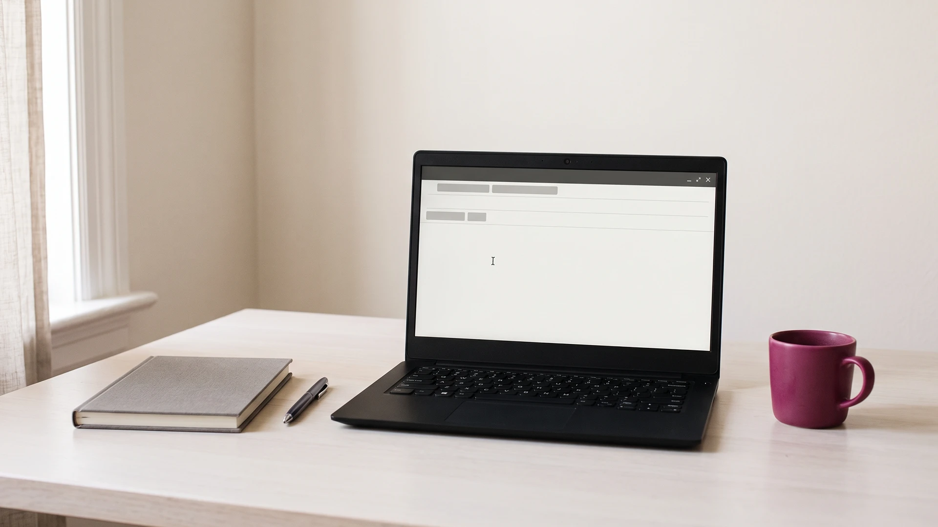 Laptop on a desk showing a blank compose window for a review request email