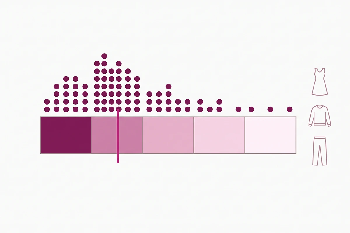 Aggregate fit scale showing reviews clustered toward runs small for a clothing store
