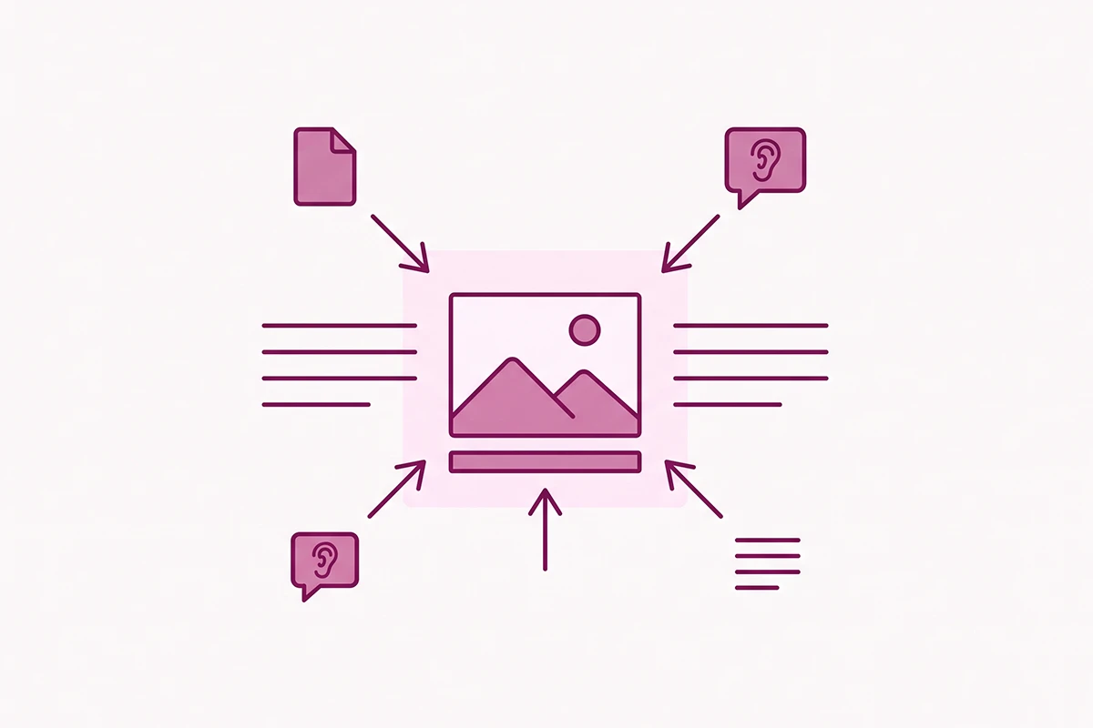 Diagram of a well-optimized blog image: filename, alt text, caption, and nearby text all pointing at the image