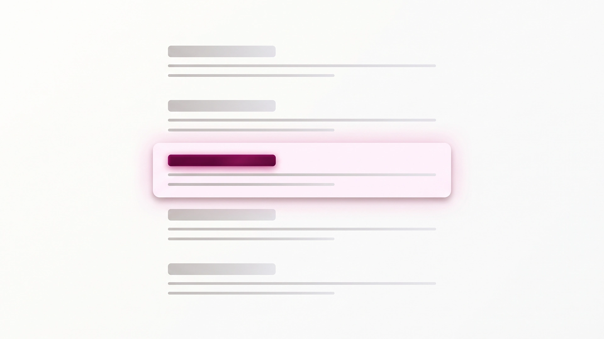 A list of search results with one blog title glowing while the others stay dim