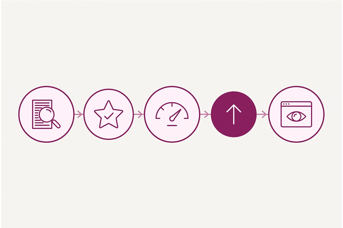 Four-step audit flow for a Canvas-built Shopify page, with the last check after publishing