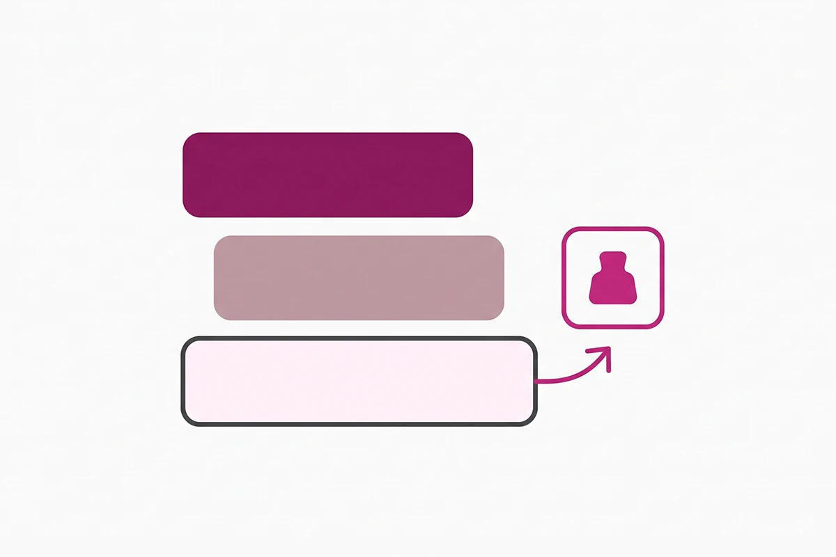 Three-block diagram of a pre-purchase chatbot answer pattern ending in a product link