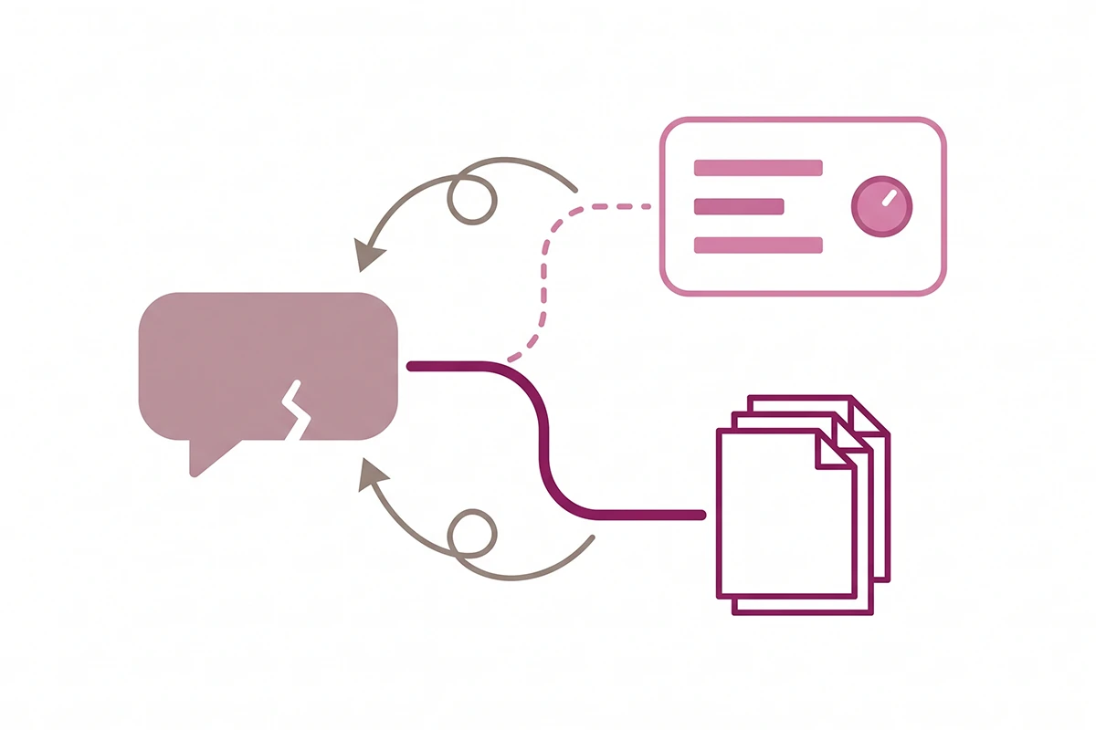 Diagram splitting chatbot testing failures into a tone repair path and a knowledge repair path