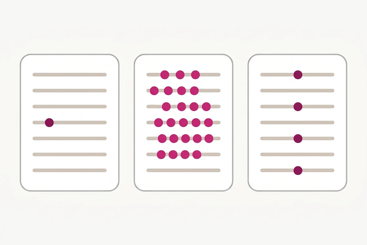 Diagram comparing keyword density in three Shopify collection descriptions