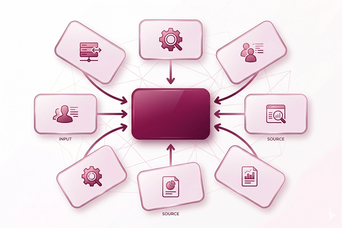 Diagram of one Shopify product at many duplicate URLs all consolidating to one canonical URL