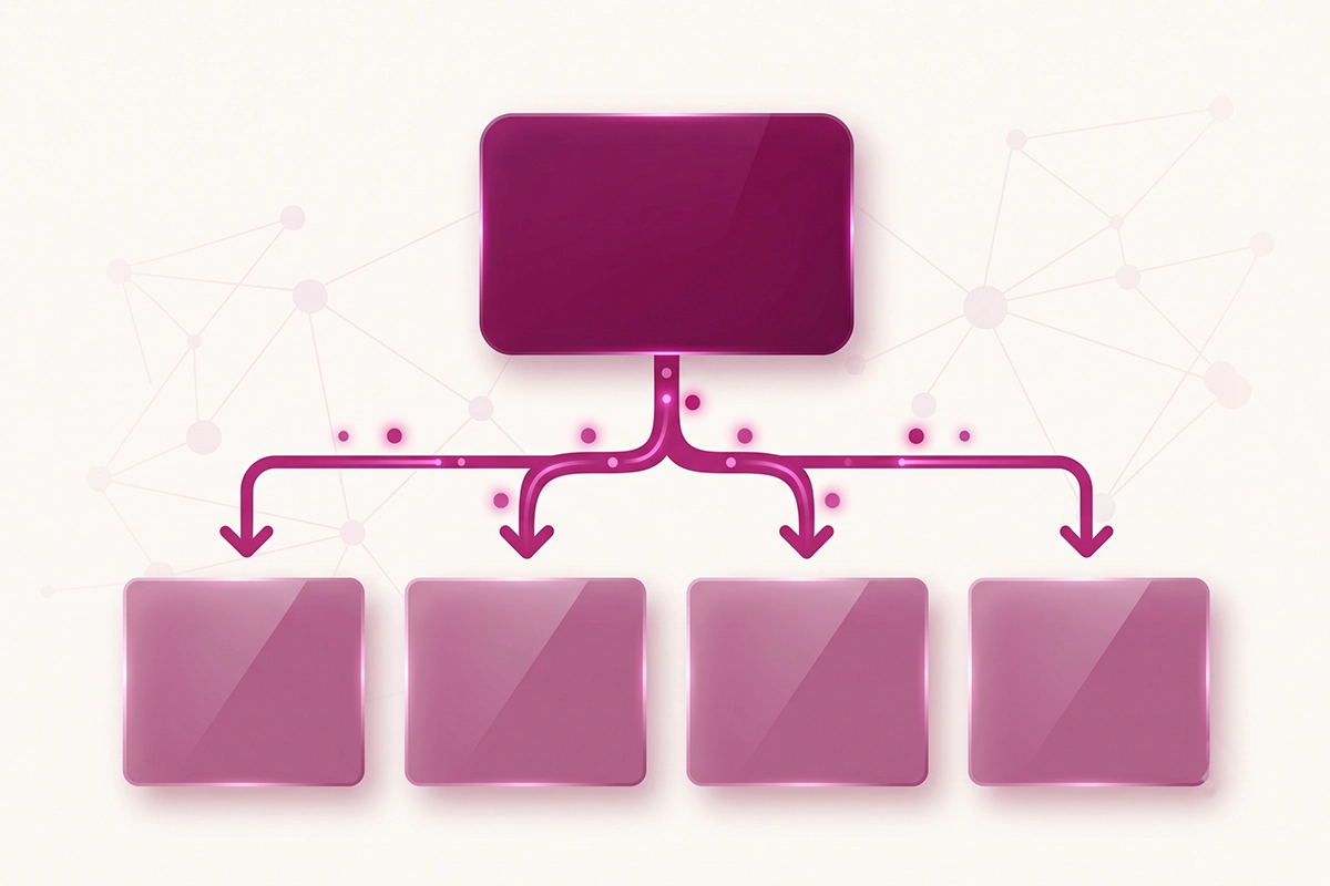 Diagram of a Shopify home page passing authority through internal links to collection pages
