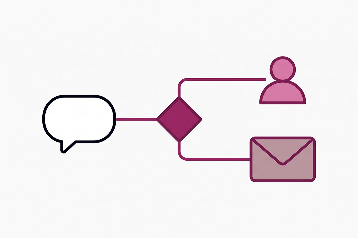 Flow diagram of the two Shopify Inbox AI agent handoff paths when a customer asks for a human