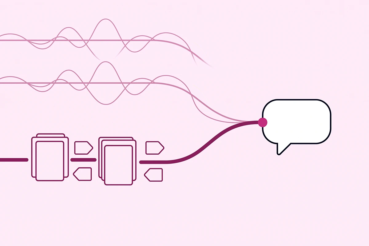 Diagram: persona sets the Shopify Inbox AI agent voice, store sources supply the facts