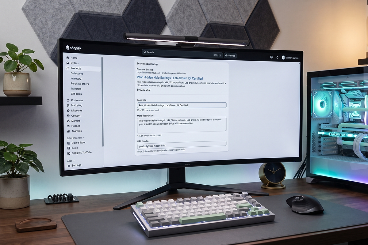 Example of Shopify SEO listing preview with title and meta description fields