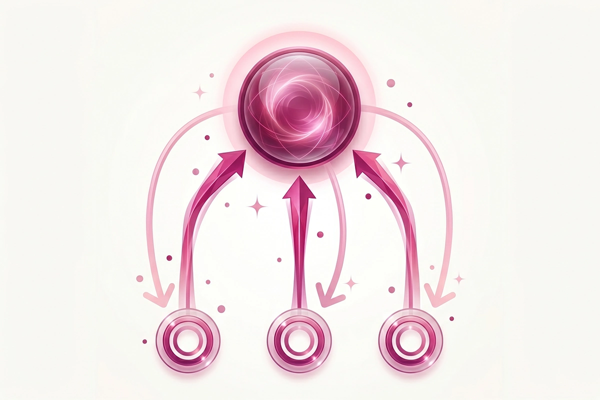 Diagram of authority flowing through internal links from spokes up to the pillar and back down