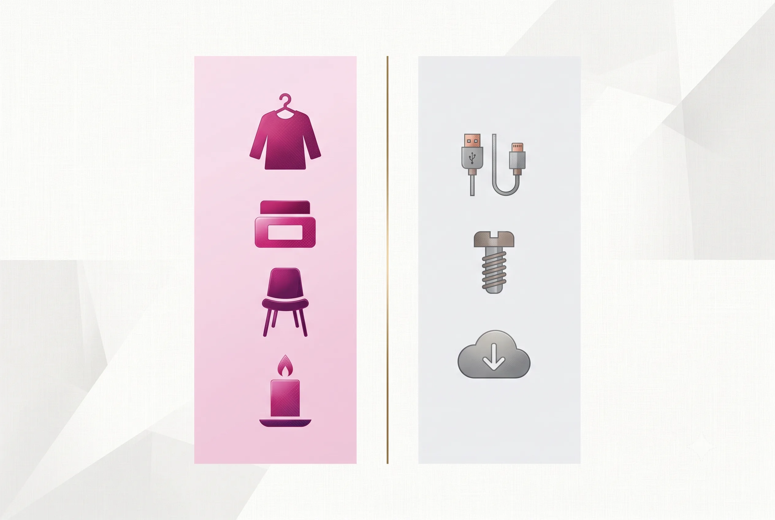 Product types sorted into two groups: video helps a lot, and video barely moves the needle